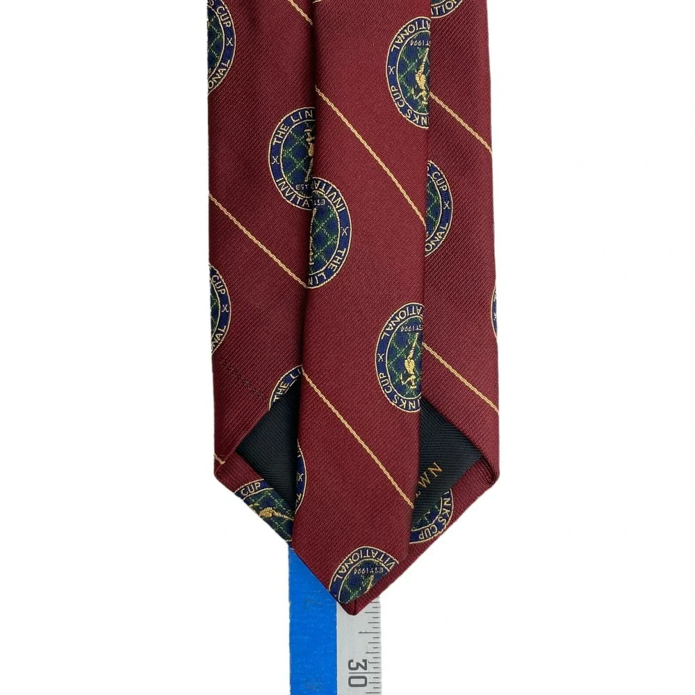 Robert Talbott Tie Mens Silk Red Gold The Links Cup Invitational Golf Necktie‎
